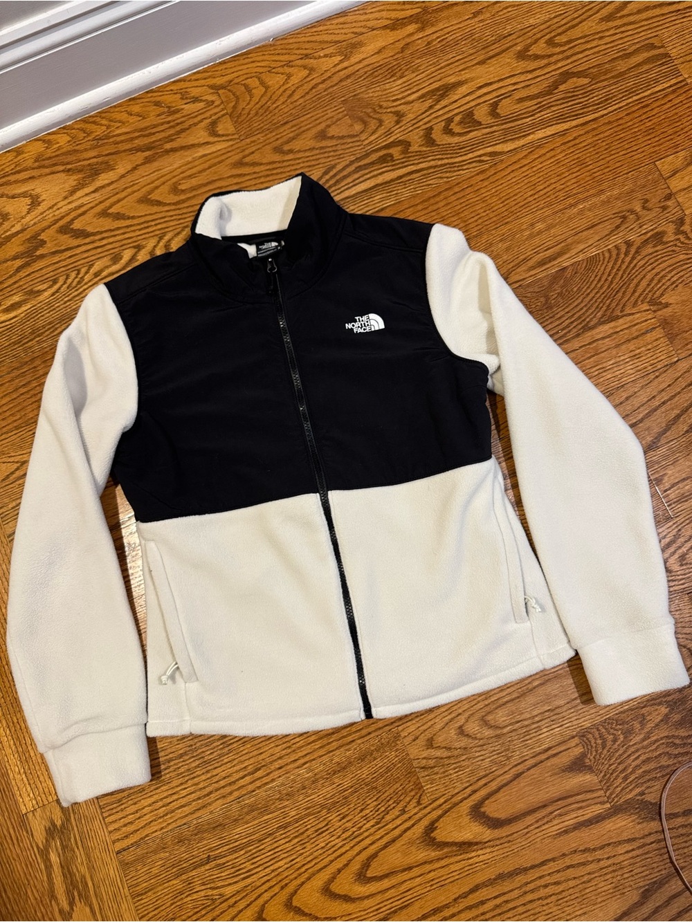 Women’s black and white / cream The North Face Fleece Jacket - size medium